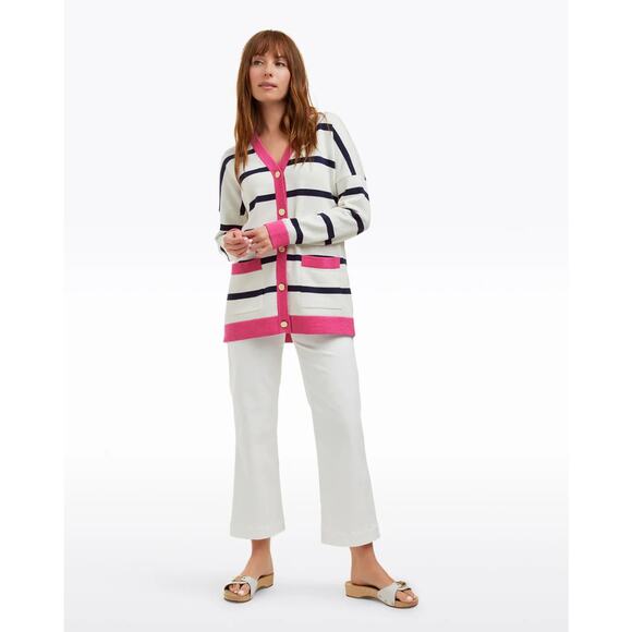 DRAPER JAMES Cassadee Cardigan Magnolia White Stripe Pink Sz XXL NWT {3U3} - Picture 2 of 5